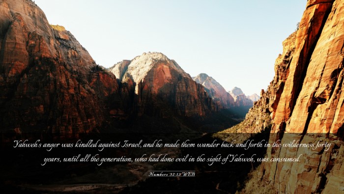 Picture 03 - Numbers 32:13 WEB Desktop Wallpaper - Yahweh's anger was kindled against Israel, and he - Desktop Bible Verse Wallpaper