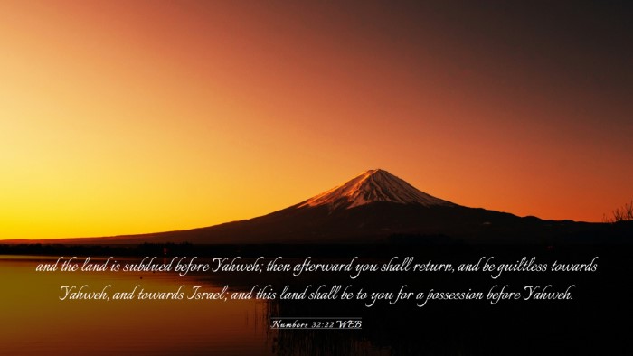 Picture 03 - Numbers 32:22 WEB Desktop Wallpaper - and the land is subdued before Yahweh; then - Desktop Bible Verse Wallpaper