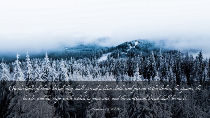 Picture 03 - Numbers 4:7 WEB Desktop Wallpaper - On the table of show bread they shall spread a - Desktop Bible Verse Wallpaper