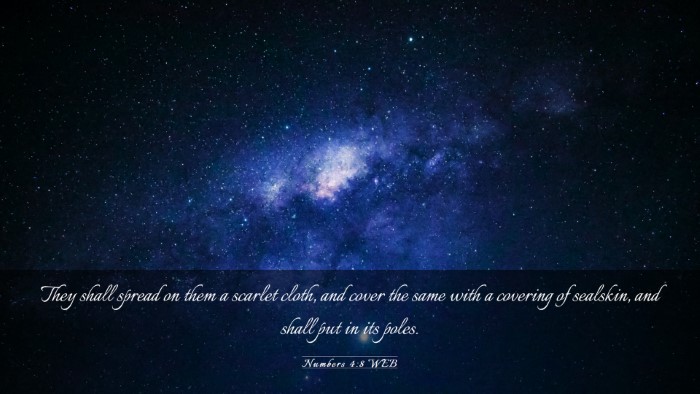 Picture 03 - Numbers 4:8 WEB Desktop Wallpaper - They shall spread on them a scarlet cloth, and - Desktop Bible Verse Wallpaper