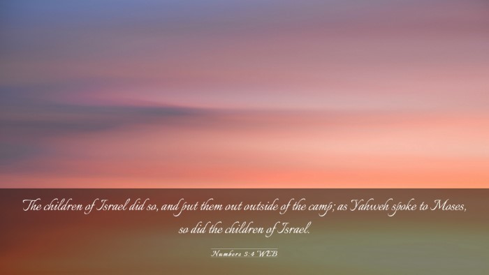 Picture 03 - Numbers 5:4 WEB Desktop Wallpaper - The children of Israel did so, and put them out - Desktop Bible Verse Wallpaper