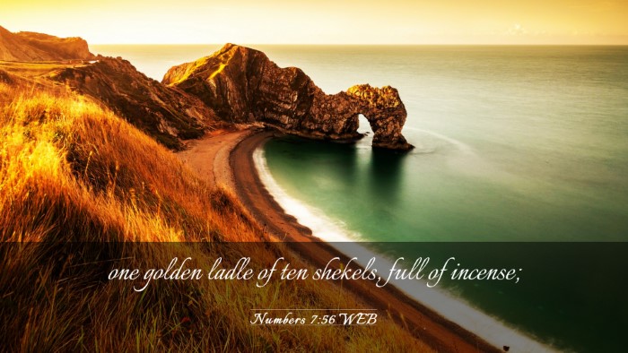 Picture 03 - Numbers 7:56 WEB Desktop Wallpaper - one golden ladle of ten shekels, full of - Desktop Bible Verse Wallpaper