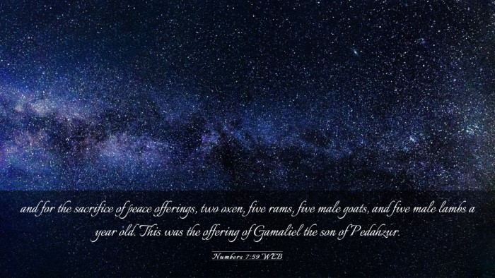 Picture 03 - Numbers 7:59 WEB Desktop Wallpaper - and for the sacrifice of peace offerings, two - Desktop Bible Verse Wallpaper