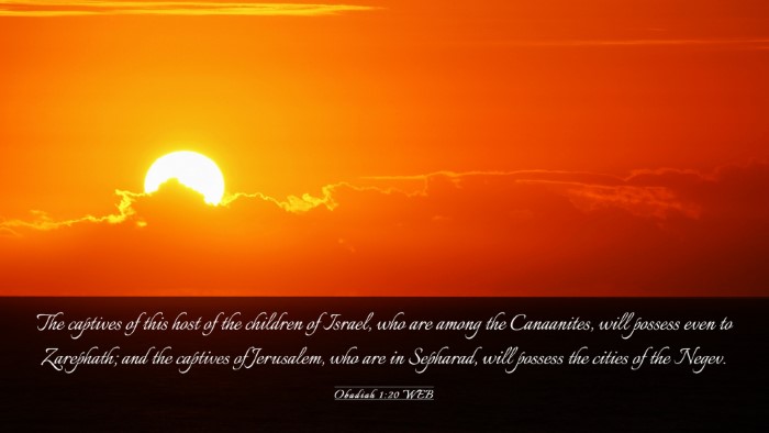 Picture 03 - Obadiah 1:20 WEB Desktop Wallpaper - The captives of this host of the children of - Desktop Bible Verse Wallpaper