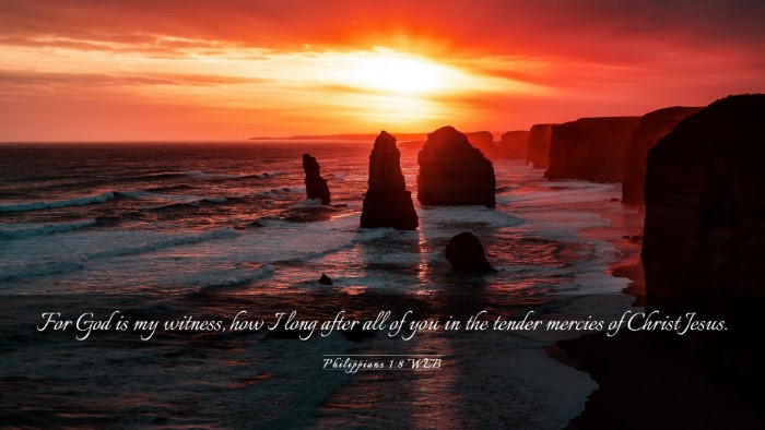 Picture 03 - Philippians 1:8 WEB Desktop Wallpaper - For God is my witness, how I long after all of - Desktop Bible Verse Wallpaper