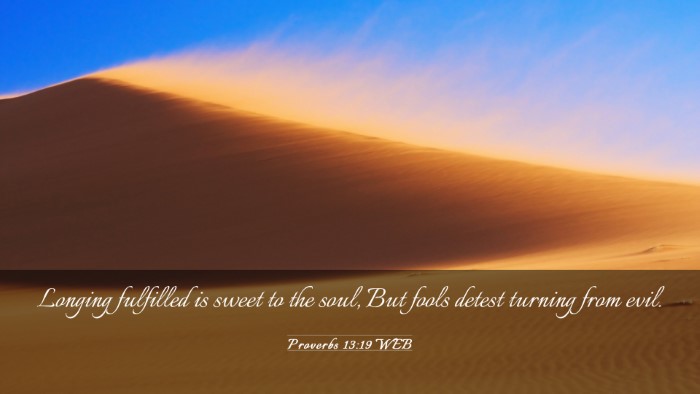 Picture 03 - Proverbs 13:19 WEB Desktop Wallpaper - Longing fulfilled is sweet to the soul, But fools - Desktop Bible Verse Wallpaper