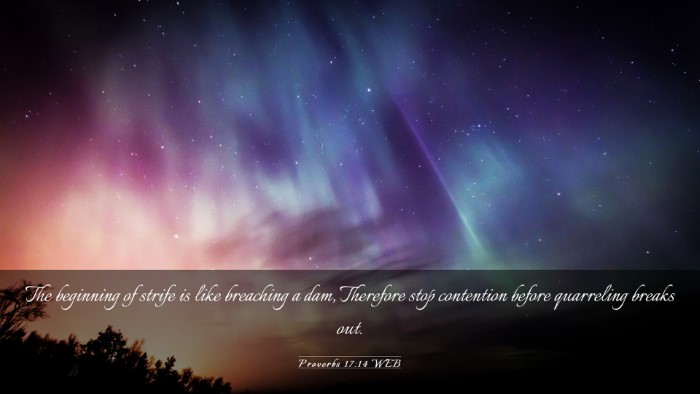 Picture 03 - Proverbs 17:14 WEB Desktop Wallpaper - The beginning of strife is like breaching a dam, - Desktop Bible Verse Wallpaper