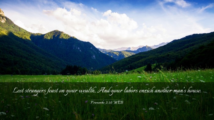 Picture 03 - Proverbs 5:10 WEB Desktop Wallpaper - Lest strangers feast on your wealth, And your - Desktop Bible Verse Wallpaper