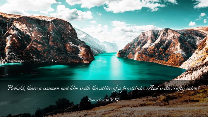Picture 03 - Proverbs 7:10 WEB Desktop Wallpaper - Behold, there a woman met him with the attire of - Desktop Bible Verse Wallpaper