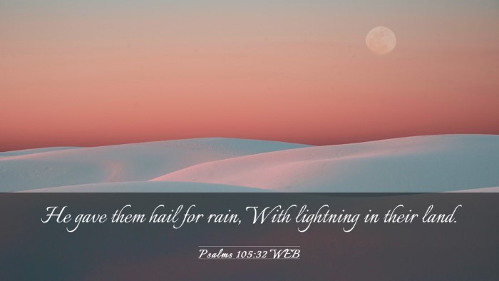 Picture 03 - Psalms 105:32 WEB Desktop Wallpaper - He gave them hail for rain, With lightning in - Desktop Bible Verse Wallpaper