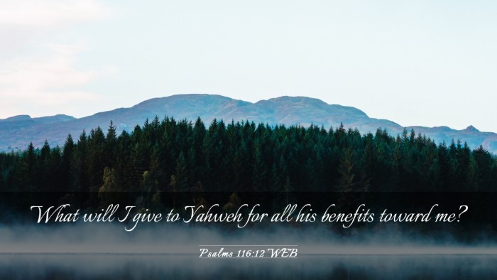 Picture 03 - Psalms 116:12 WEB Desktop Wallpaper - What will I give to Yahweh for all his benefits - Desktop Bible Verse Wallpaper