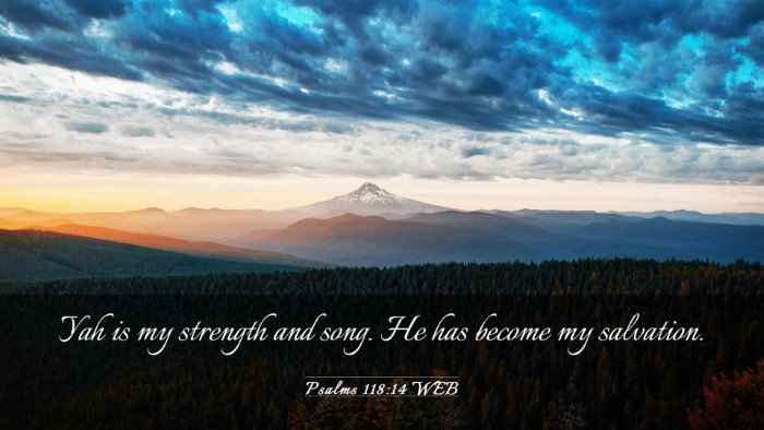 Picture 03 - Psalms 118:14 WEB Desktop Wallpaper - Yah is my strength and song. He has become my - Desktop Bible Verse Wallpaper