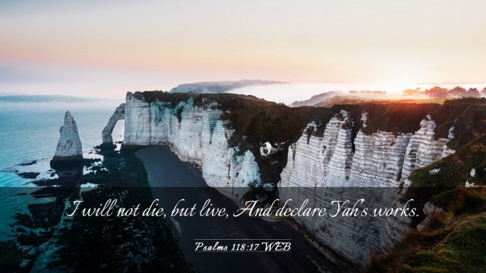 Picture 03 - Psalms 118:17 WEB Desktop Wallpaper - I will not die, but live, And declare Yah's - Desktop Bible Verse Wallpaper