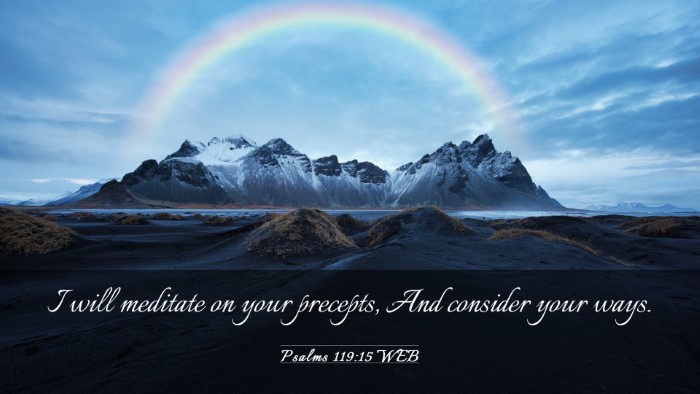 Picture 03 - Psalms 119:15 WEB Desktop Wallpaper - I will meditate on your precepts, And consider - Desktop Bible Verse Wallpaper