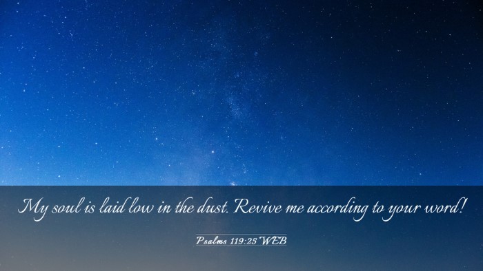 Picture 03 - Psalms 119:25 WEB Desktop Wallpaper - My soul is laid low in the dust. Revive me - Desktop Bible Verse Wallpaper