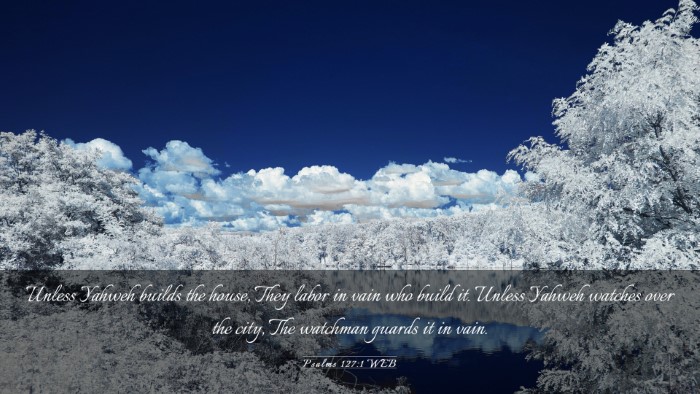 Picture 03 - Psalms 127:1 WEB Desktop Wallpaper - Unless Yahweh builds the house, They labor in - Desktop Bible Verse Wallpaper
