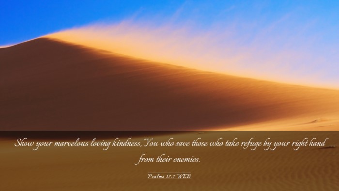 Picture 03 - Psalms 17:7 WEB Desktop Wallpaper - Show your marvelous loving kindness, You who save - Desktop Bible Verse Wallpaper