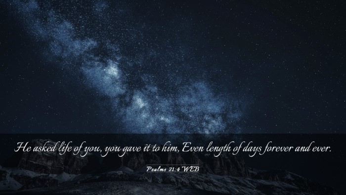 Picture 03 - Psalms 21:4 WEB Desktop Wallpaper - He asked life of you, you gave it to him, Even - Desktop Bible Verse Wallpaper
