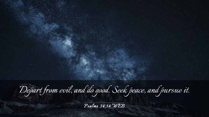Picture 03 - Psalms 34:14 WEB Desktop Wallpaper - Depart from evil, and do good. Seek peace, and - Desktop Bible Verse Wallpaper