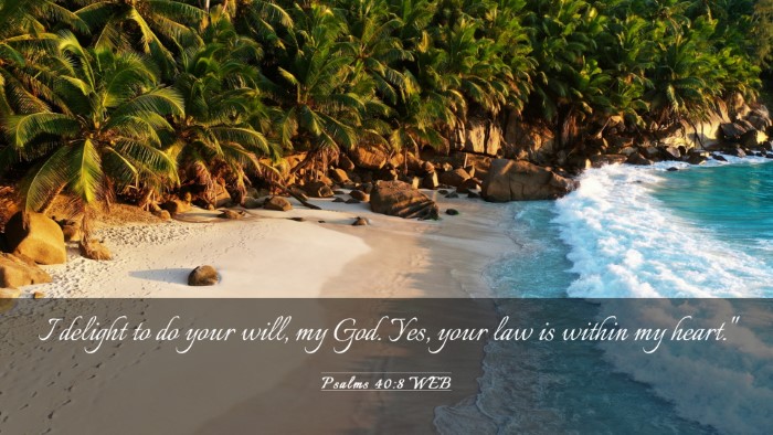 Picture 03 - Psalms 40:8 WEB Desktop Wallpaper - I delight to do your will, my God. Yes, your law - Desktop Bible Verse Wallpaper