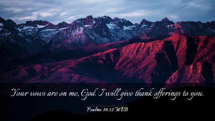 Picture 03 - Psalms 56:12 WEB Desktop Wallpaper - Your vows are on me, God. I will give thank - Desktop Bible Verse Wallpaper