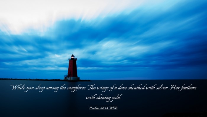 Picture 03 - Psalms 68:13 WEB Desktop Wallpaper - While you sleep among the campfires, The wings of - Desktop Bible Verse Wallpaper