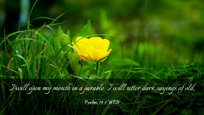 Picture 03 - Psalms 78:2 WEB Desktop Wallpaper - I will open my mouth in a parable. I will utter - Desktop Bible Verse Wallpaper