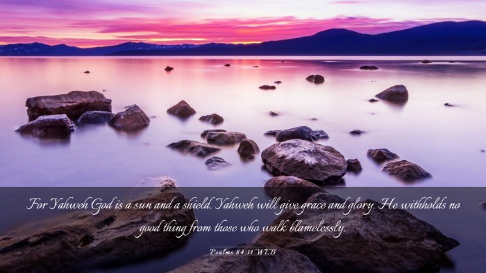 Picture 03 - Psalms 84:11 WEB Desktop Wallpaper - For Yahweh God is a sun and a shield. Yahweh will - Desktop Bible Verse Wallpaper