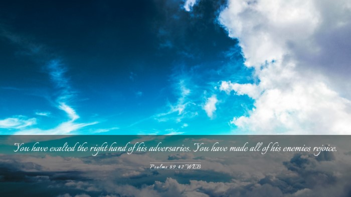 Picture 03 - Psalms 89:42 WEB Desktop Wallpaper - You have exalted the right hand of his - Desktop Bible Verse Wallpaper
