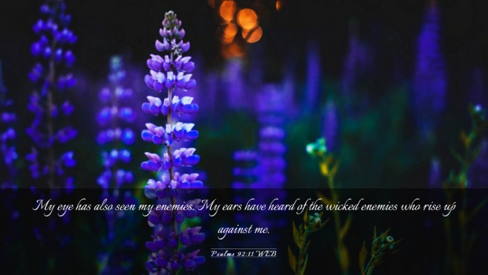 Picture 03 - Psalms 92:11 WEB Desktop Wallpaper - My eye has also seen my enemies. My ears have - Desktop Bible Verse Wallpaper