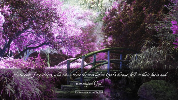 Picture 03 - Revelation 11:16 WEB Desktop Wallpaper - The twenty-four elders, who sit on their thrones - Desktop Bible Verse Wallpaper