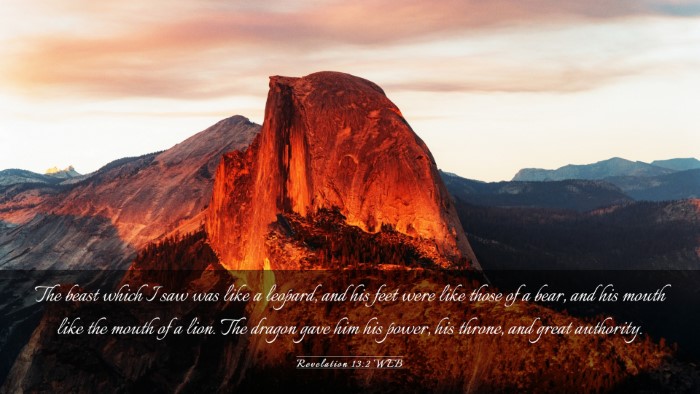 Picture 03 - Revelation 13:2 WEB Desktop Wallpaper - The beast which I saw was like a leopard, and his - Desktop Bible Verse Wallpaper