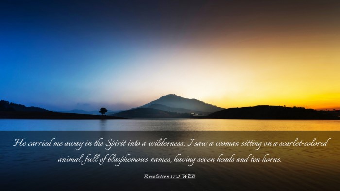 Picture 03 - Revelation 17:3 WEB Desktop Wallpaper - He carried me away in the Spirit into a - Desktop Bible Verse Wallpaper