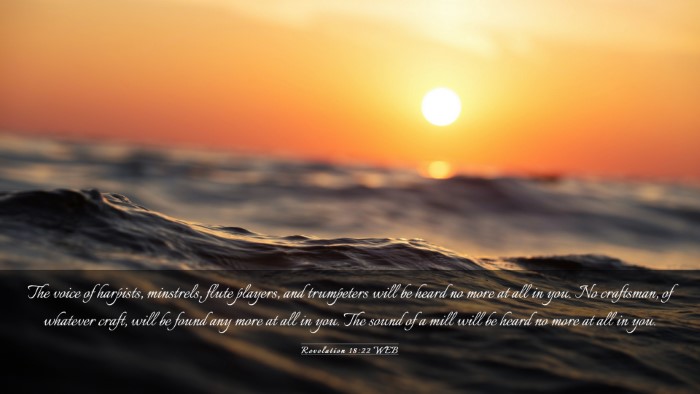 Picture 03 - Revelation 18:22 WEB Desktop Wallpaper - The voice of harpists, minstrels, flute players, - Desktop Bible Verse Wallpaper