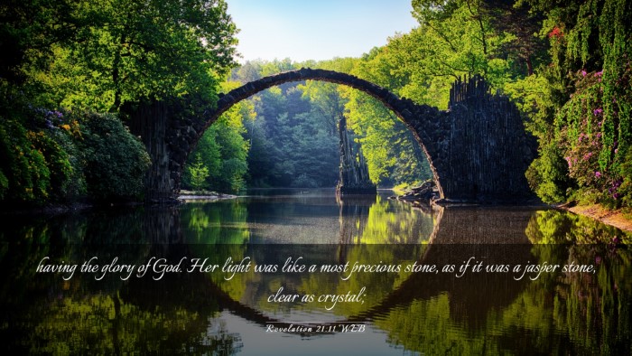 Picture 03 - Revelation 21:11 WEB Desktop Wallpaper - having the glory of God. Her light was like a - Desktop Bible Verse Wallpaper