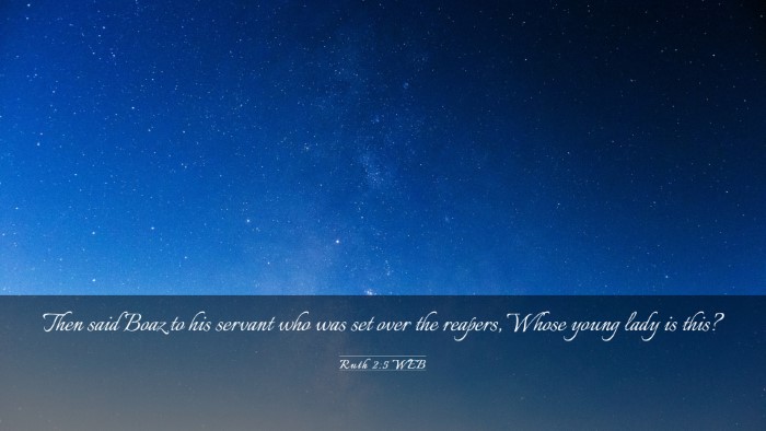 Picture 03 - Ruth 2:5 WEB Desktop Wallpaper - Then said Boaz to his servant who was set over - Desktop Bible Verse Wallpaper