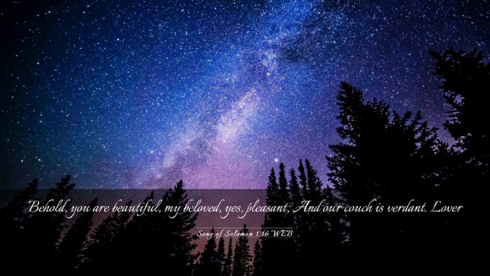 Picture 03 - Song of Solomon 1:16 WEB Desktop Wallpaper - Behold, you are beautiful, my beloved, yes, - Desktop Bible Verse Wallpaper