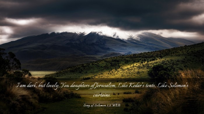 Picture 03 - Song of Solomon 1:5 WEB Desktop Wallpaper - I am dark, but lovely, You daughters of - Desktop Bible Verse Wallpaper