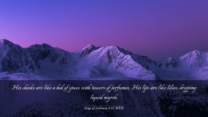 Picture 03 - Song of Solomon 5:13 WEB Desktop Wallpaper - His cheeks are like a bed of spices with towers - Desktop Bible Verse Wallpaper