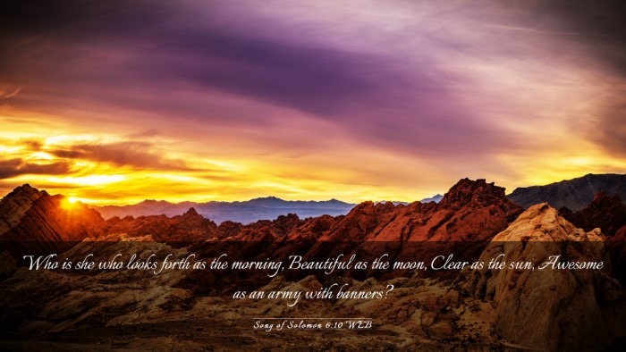 Picture 03 - Song of Solomon 6:10 WEB Desktop Wallpaper - Who is she who looks forth as the morning, - Desktop Bible Verse Wallpaper