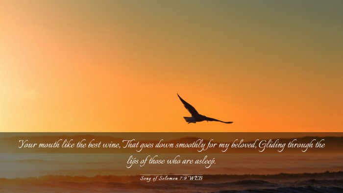 Picture 03 - Song of Solomon 7:9 WEB Desktop Wallpaper - Your mouth like the best wine, That goes down - Desktop Bible Verse Wallpaper