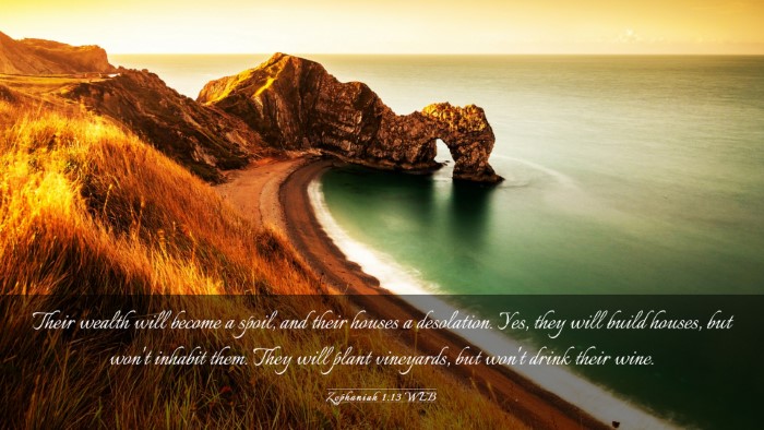 Picture 03 - Zephaniah 1:13 WEB Desktop Wallpaper - Their wealth will become a spoil, and their - Desktop Bible Verse Wallpaper