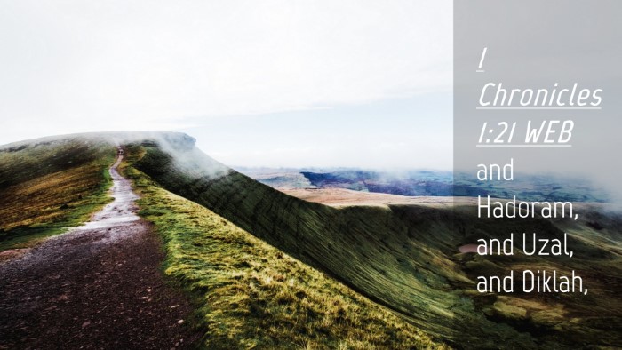Picture 04 - 1 Chronicles 1:21 WEB Desktop Wallpaper - and Hadoram, and Uzal, and - Desktop Bible Verse Wallpaper