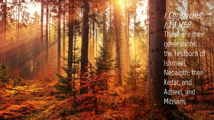 Picture 04 - 1 Chronicles 1:29 WEB Desktop Wallpaper - These are their generations: the firstborn of - Desktop Bible Verse Wallpaper