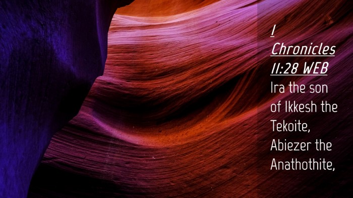 Picture 04 - 1 Chronicles 11:28 WEB Desktop Wallpaper - Ira the son of Ikkesh the Tekoite, Abiezer the - Desktop Bible Verse Wallpaper