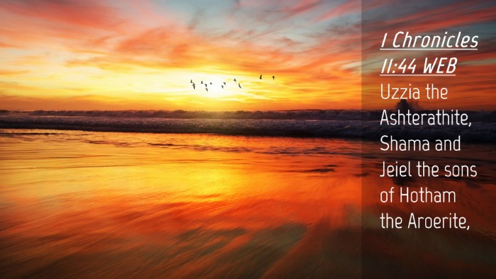 Picture 04 - 1 Chronicles 11:44 WEB Desktop Wallpaper - Uzzia the Ashterathite, Shama and Jeiel the sons - Desktop Bible Verse Wallpaper