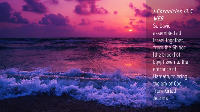 Picture 04 - 1 Chronicles 13:5 WEB Desktop Wallpaper - So David assembled all Israel together, from the - Desktop Bible Verse Wallpaper