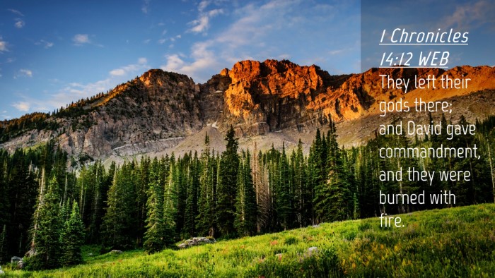 Picture 04 - 1 Chronicles 14:12 WEB Desktop Wallpaper - They left their gods there; and David gave - Desktop Bible Verse Wallpaper