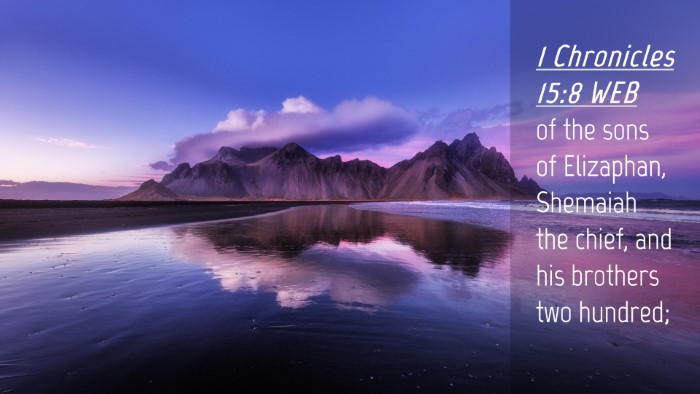 Picture 04 - 1 Chronicles 15:8 WEB Desktop Wallpaper - of the sons of Elizaphan, Shemaiah the chief, and - Desktop Bible Verse Wallpaper