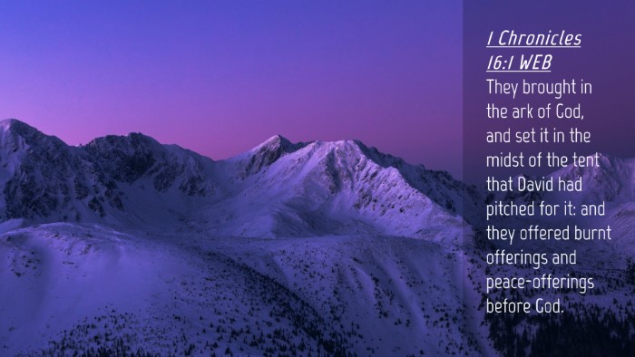 Picture 04 - 1 Chronicles 16:1 WEB Desktop Wallpaper - They brought in the ark of God, and set it in the - Desktop Bible Verse Wallpaper